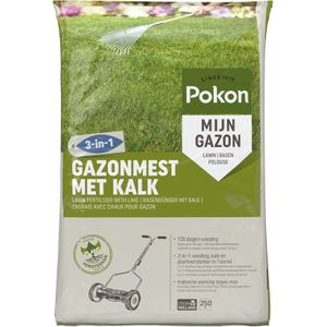 Pokon Gazonmest met Kalk - 16,8kg - Mest  - Geschikt voor 250m² - 120 dagen voeding