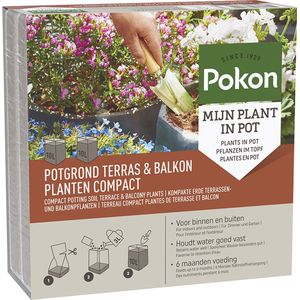 Pokon Kokos Potgrond Compact voor Terras & Balkon - 20l - Potgrond (compact formaat) - 6 maanden voeding - Alleen water toevoegen