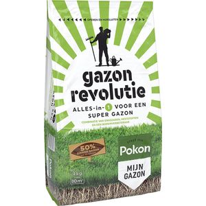 Pokon Gazon Revolutie - 4kg - Gazonmest / Graszaad / Bodemverbeteraar - Geschikt voor 80m² - Binnen 15 dagen resultaat
