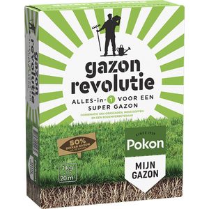 Pokon Gazon Revolutie - 1kg - Gazonmest / Graszaad / Bodemverbeteraar - Geschikt voor 20m² - Binnen 15 dagen resultaat