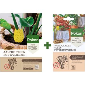 Pakket: Pokon Aaltjes Tegen Rouwvliegjes (meer dan 10 planten) + Pokon Bio Vangplaatjes Tegen Potgrondvliegjes 15 stuks - Rouwvliegjes bestrijden - Nematoden aaltjes