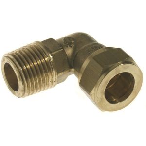 Solar Knelfitting, messing, knie koppeling 90gr, 15mm x 1/2" (knel x buitendraad)