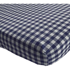 BINK Bedding Hoeslaken BB ruit marine 1 cm 70 x 150 cm - juniorbed - peuterbed - kinderkamer - donkerblauw - ruit - Vichy - boerenbont