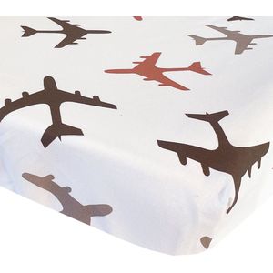 BINK Bedding Hoeslaken Planes Choco Wieg/Kinderwagen 40 x 80 cm
