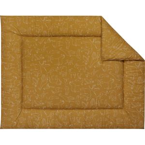 BINK Bedding Boxkleed Savanne 80 x 100 cm - vulling fiberfill 400 grams - speelkleed - parklegger - katoen - tweezijdig - safari - wilde dieren - lijntekening - camel - wit - giraffe - nijlpaard - olifant - tijger - paard - aap - kangoeroe - leeuw