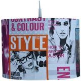Hanglamp Fashion - Fuchsia - 100% Katoen - Versiering van Modebladen