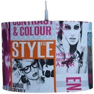 Hanglamp Fashion - Fuchsia - 100% Katoen - Versiering van Modebladen