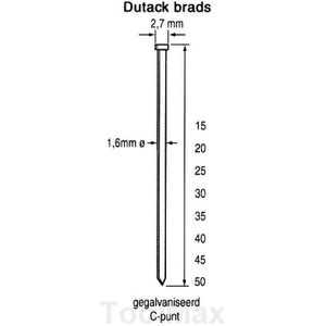 Dutack - Brad SKN16 - 20 mm - 2500 Stuks - Verzinkt
