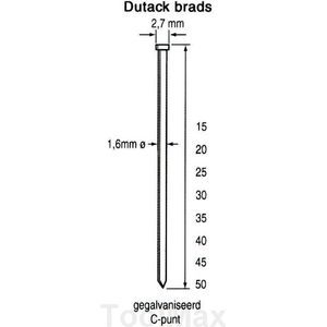Dutack - SNK16 - Brads - 55 mm - Gegalvaniseerd - Verpakt per 2500 stuks