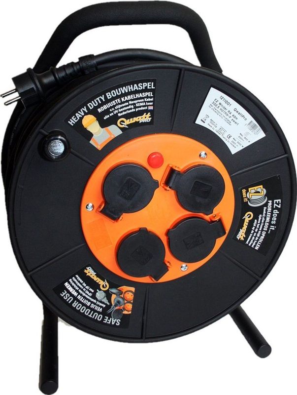 QwattPro - Kabelhaspel EZ Winder RA - 25m - Zwart - H07RN-F