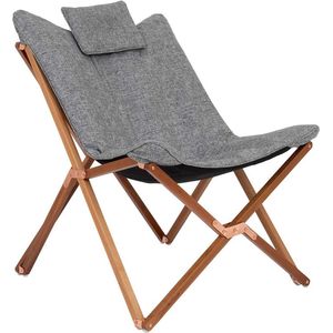 Bo-Camp - Bloomsbury - Relaxstoel - Grijs - Hout en Oxford Polyester