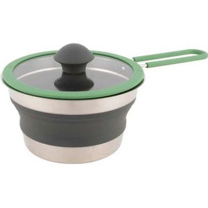 Bo-Camp - Steelpan - Opvouwbaar - Siliconen - Inclusief Glazen Deksel - 1,3 Liter