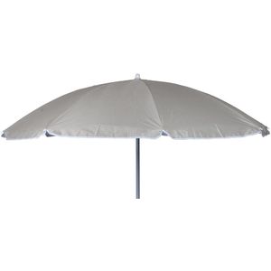 <p>Deze elegante Beach parasol van Bo-Camp is perfect voor het creëren van schaduw en bescherming tegen schadelijke uv-stralen. De parasol is gemaakt van stevig polyester met een zilverkleurige coating voor extra bescherming tegen de zon.</p>
<p>De deelbare en robuuste stalen paal zorgt ervoor dat de parasol stabiel staat, of het nu in zand, een parasolvoet of een tafelopening is. De hoogte van de parasol is eenvoudig aan te passen naar wens.</p>
<p>Geniet van zonnige dagen zonder je zorgen te maken over verbranden met de Bo-Camp Beach parasol. De parasol heeft een neutrale zandkleur en is gemaakt van duurzaam polyester (160 g/m²) en staal. Met afmetingen van 160 x 200 cm (D x H) biedt de parasol voldoende schaduw.</p>
<ul>
  <li>Kleur: zand</li>
  <li>Materiaal: polyester (160 g/m²) en staal</li>
  <li>Afmetingen: 160 x 200 cm (D x H)</li>
  <li>Gewicht: 1,2 kg</li>
  <li>Inklapbare arm en stalen paal</li>
  <li>In hoogte verstelbaar</li>
  <li>Deelbare stalen paal</li>
  <li>Zilveren binnencoating voor uv-bescherming</li>
</ul>