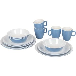 Bo-Camp Servies - Campingbord - 100% Melamine - 16-delig - Blauw