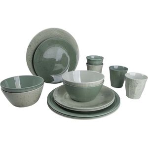 Bo-Camp - Servies - Mix & Match - 16 Stuks - Groen - Melamine