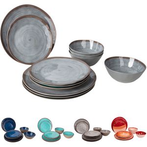 BO-CAMP Melamin Geschirr Set Halo Camping Essgeschirr Reise Picknick Teller Farbe: Rot