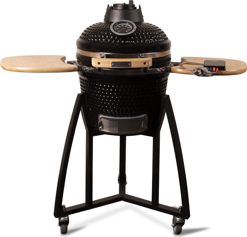 Patton - Premium Kamado - Barbecue - Zwart - Ø34 cm - Inclusief Bluetooth Kerntemperatuurmeter