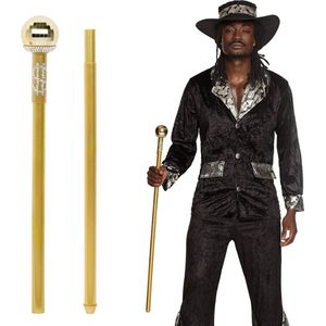 Pimp Stok - Goudkleurig - Versierd met Neppe Diamantjes