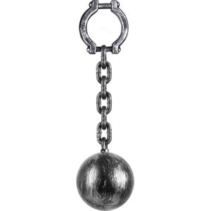Boland 00613 - bal met ketting, voetboer, 53 cm, grijs, Halloween, Dungeon, themafeest, gevangene, carnaval