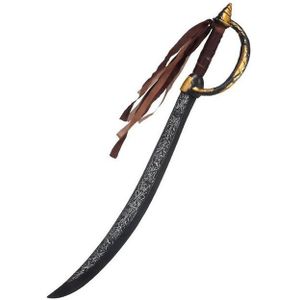 Boland 00668 - Piratenzwaard, ca. 68 cm lang, kunststof, leren greepband met franjes, boekanier, matroos, carnaval, halloween, themafeest, accessoire
