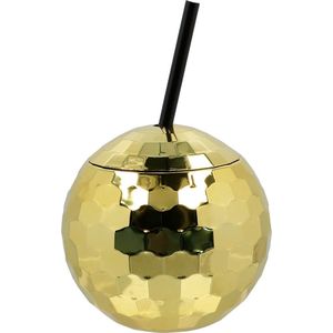 Beker discobal met rietje goud 650 ml