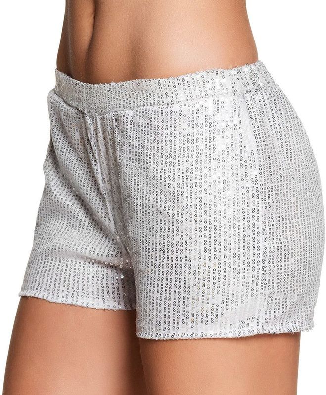 Boland - Hotpants Sequins zilver (M) - Volwassenen - Danser/danseres - 80's & 90's - Disco