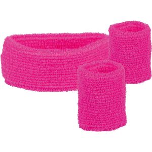 Boland - Zweetbandjes, 1 hoofdband en 2 polsbandjes, one size, sport, accessoire, jaren 80, trainingspak, tennisser, kostuum, themafeest, carnaval