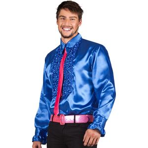 Herenoverhemd - Donkerblauw - Edel Glanzend - Ruches