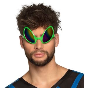 Boland - Party bril Alien, volwassenen, plastic, fun bril, zonder sterkte, zonnebril, scifi, buitenaards, foute party, themafeest, carnaval