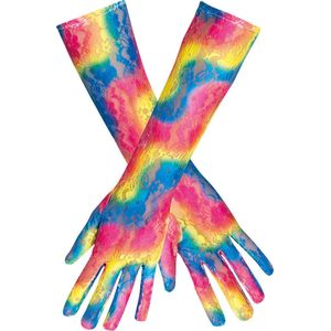Kanten handschoenen lang regenboog