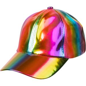 Boland - Basecap Holo, holografisch, in maat verstelbaar, pet, hoed, hoofddeksel, pet, rapper, kostuum, themafeest, carnaval