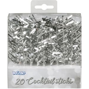 Boland - Set 20 Cocktailprikkers Zilver - Geen thema