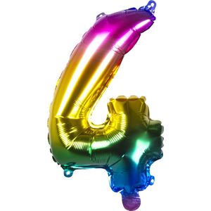 Regenboog Cijfer Ballon 4 Jaar 36cm