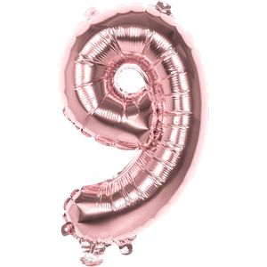 Boland - Cijfer Ballon '9' Folie Rosé Goud 36cm - Ideaal voor verjaardagen en jubilea