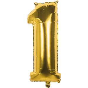 Boland - Folieballon '1' goud (36 cm) - Ideaal voor chique versiering