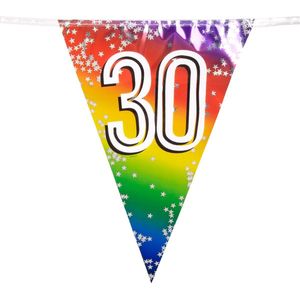 Glitter Folie Vlaggenlijn 30 jaar versiering - 6 meter - Binnen/buiten gebruik