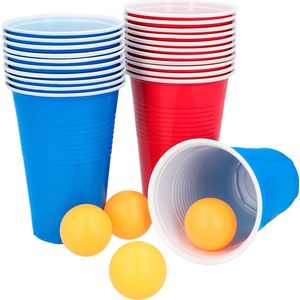 Boland 30852 - Bierpongset, 22 bekers en 4 ballen, gezelschapsspel, verjaardag, spel voor feestplezier