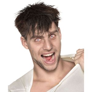 Boland - Paar 3-Maandslenzen Psycho - Halloween Contactlenzen - Wit met Rode Rand