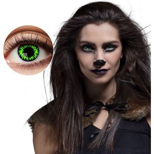 Boland - She-wolf - Halloween Contactlenzen - Groen en Zwart - Volwassenen - 2 Stuks