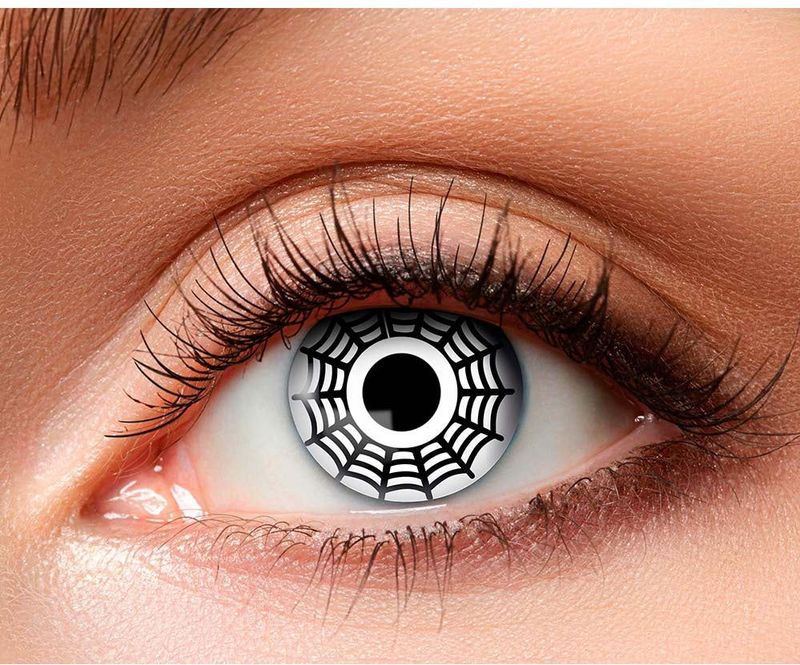 Boland - Halloween en Horror - Contactlenzen - Witte Weeklenzen met Spinnenweb Design