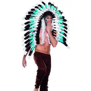 Boland 44141 - Hoofdtooi Indianen Snow Wolf - Blauw/Wit/Zwart - Hoofdband met Veren