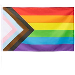 Boland - LGBTQ Vlag Progress - 90 x 150 cm - Polyester - Feestdecoratie