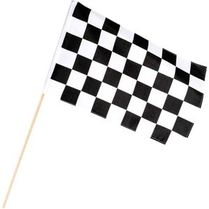 Finish zwaaivlag - Zwart/wit geblokt - 30 x 45 cm - Perfect voor F1 races en karten - 100% polyester