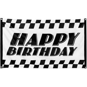 Boland Race Vlag Happy Birthday - 90 x 150 cm - 100% polyester - Perfect voor Formule 1 fans!