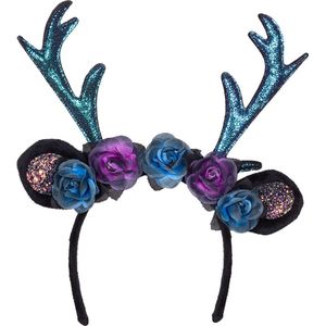 Diadeem Rendier Glitters Blauw