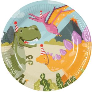 Boland Wegwerpservies - Papieren bordjes Dino Party, 10st. - Milieuvriendelijk karton - Ø 23 cm