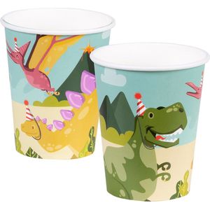 Boland - Set van 10 Papieren Bekertjes Dino Party - Dino's - 21 cl inhoud