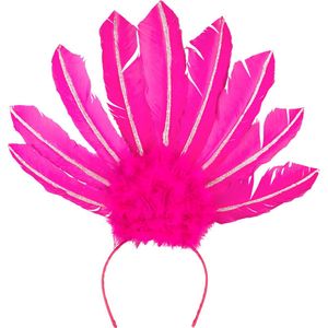 Boland - Tiara Samba, 1 stuk, hoofdband met veren en glitter, hoofdtooi voor Braziliaanse danser, kostuum, vermomming, accessoire, themafeest