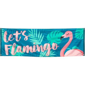 Boland - Polyester banner 'Let's flamingo' - Flamingo - Tropisch - Zomer - Themafeest - Verjaardag