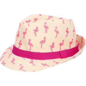 Boland - Hoed Sparkling flamingos - 57-58 - Volwassenen - Unisex - Dieren - Hawaii - Tropisch - Zomer